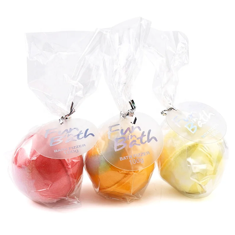 OEM Factory Custom Packing Scent Bubble Spa Vegan natural Colors Plastic Bag Single Bath Bombs