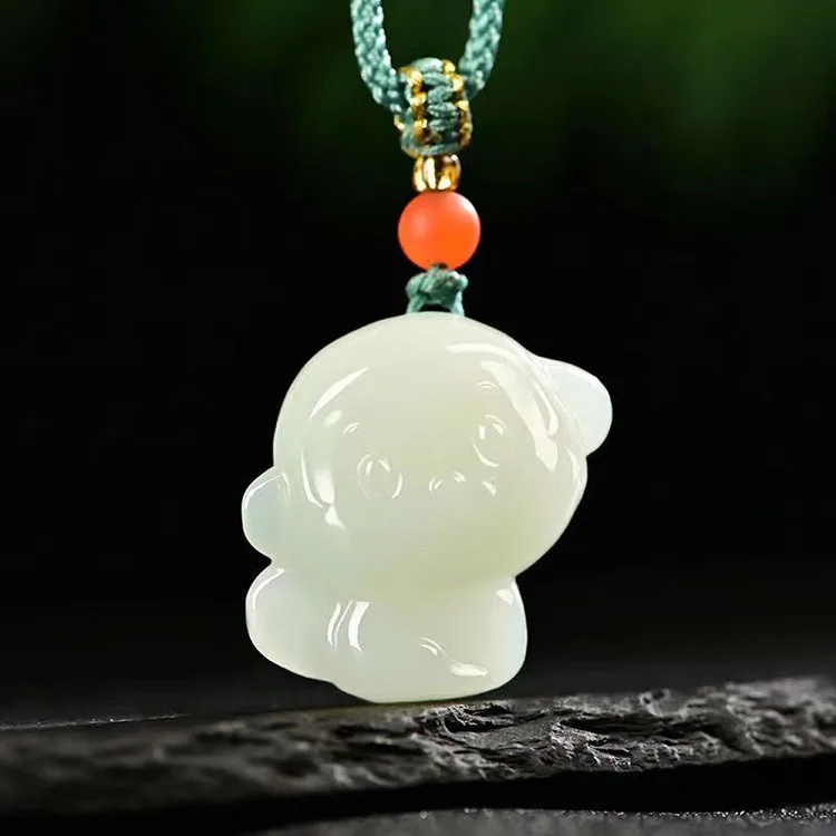 Wholesale Products Natural Stone Crystal Crafts Crystals Healing Stones Hetian Jade Monkey Crystal Pendant for Women