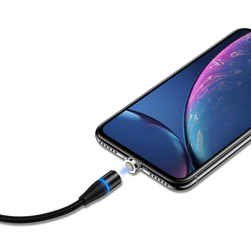 Great quality 1m Quick Charger Magnet Cord nylon braided Micro/Lightning Connector/Type-c cable Led magnetic Cables for iphone