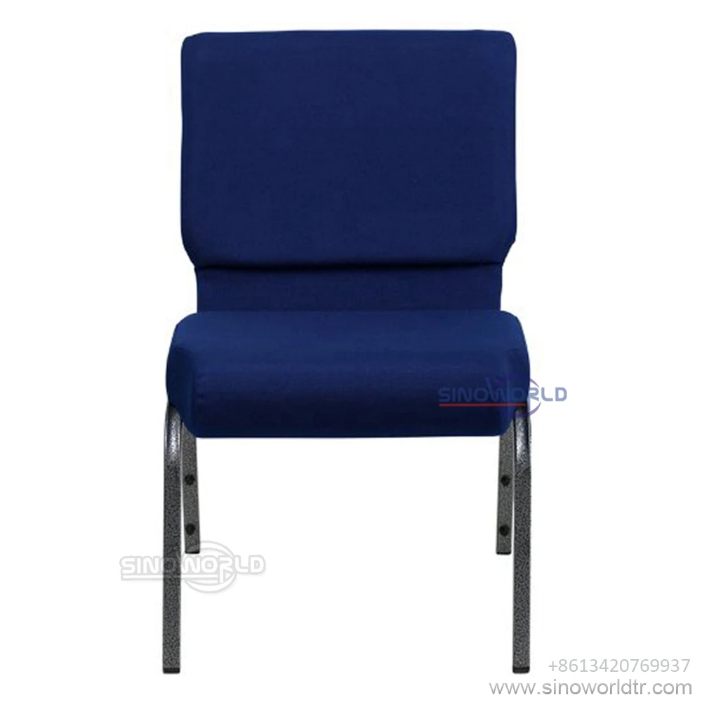 Foshan factory wholesale upholstered stackable steel fabric church chair for auditorium