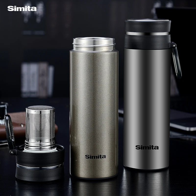 
SIMITA Double Wall 18/8 Stainless Steel Water Bottle Independent Filter Tea Separated Thermos Vacuum Flask for Gift Business 