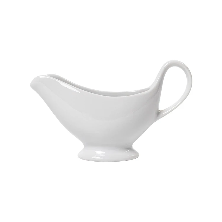 2023 Best Sell Porcelain Saucy Server Gravy Boat Ceramic Cream Server Sauce Boat With Hotel Restaurant