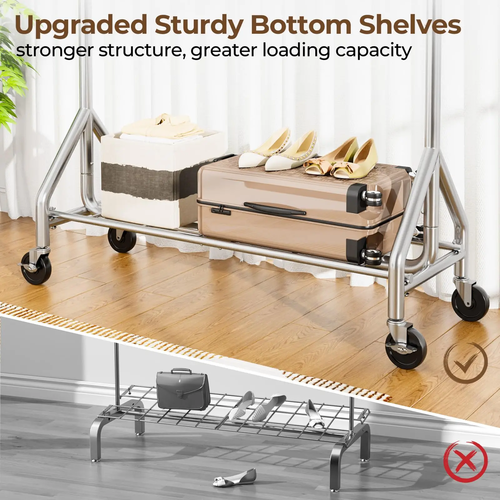 GuangZhou Custom Heavy-Duty Metal Stand Portable Multifunction Clothing Display Rack With Shoes Shelf for Boutique Stores