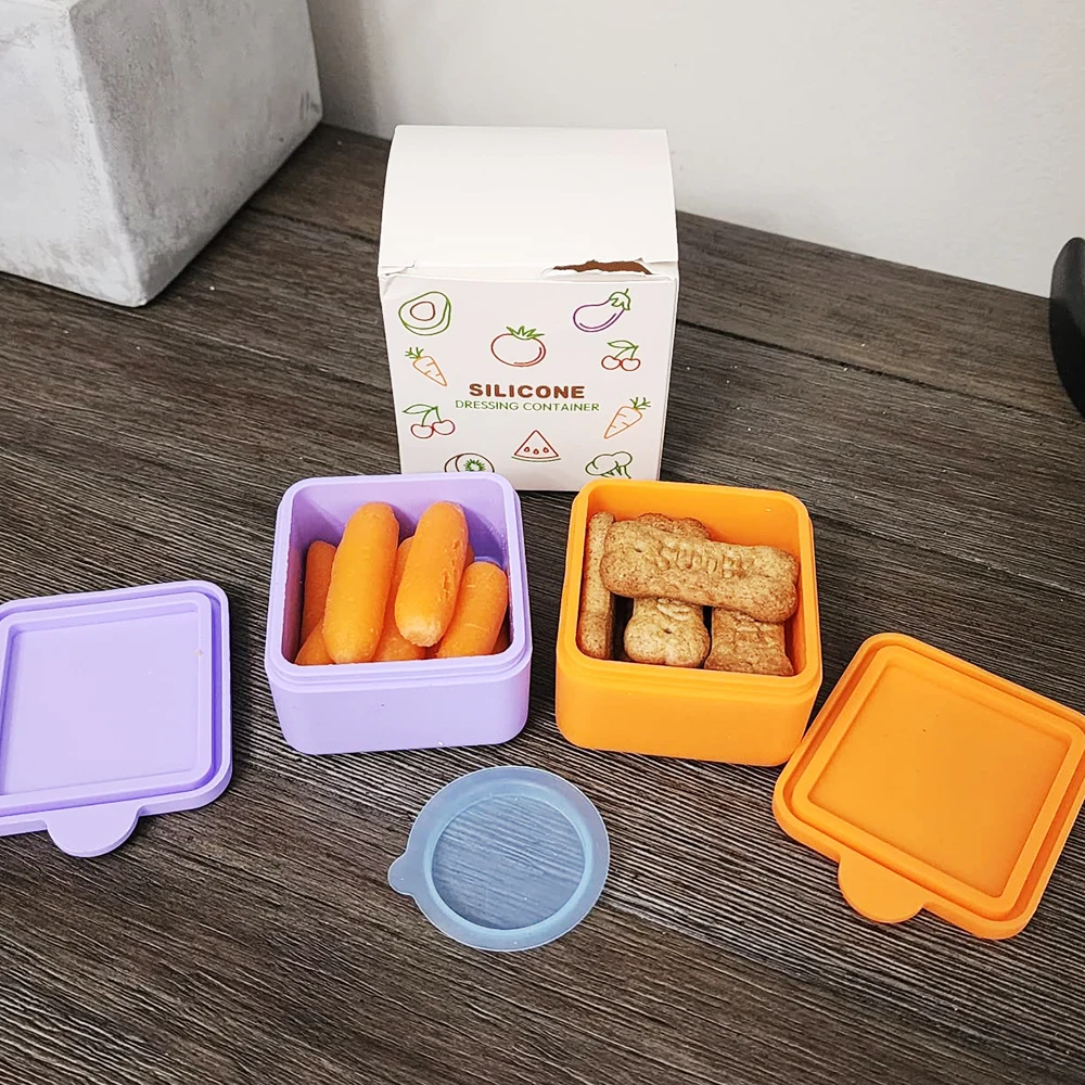 Salad Dressing Container To Go Silicone Snack Containers Leakproof Dips Sauce Container for Lunch Box