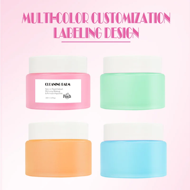 High quality custom logo women skincare makeup remover solution oem peach hybrid cleansing balm cream for face