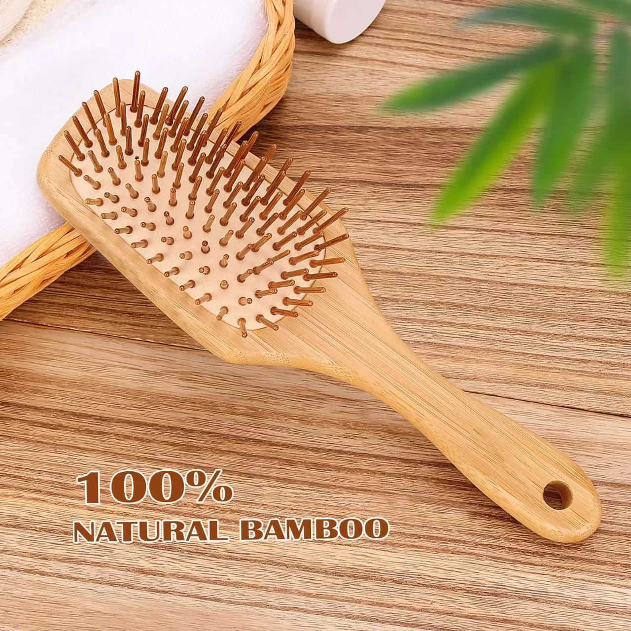 Wooden Body Massage Brush with Square Handle for Home Use Cellulite Shower Scrubber with Scalp Massagers Feature