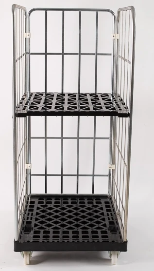  Roll Container with ABS basement and support plate Nylon wheels galvanised steel side wall