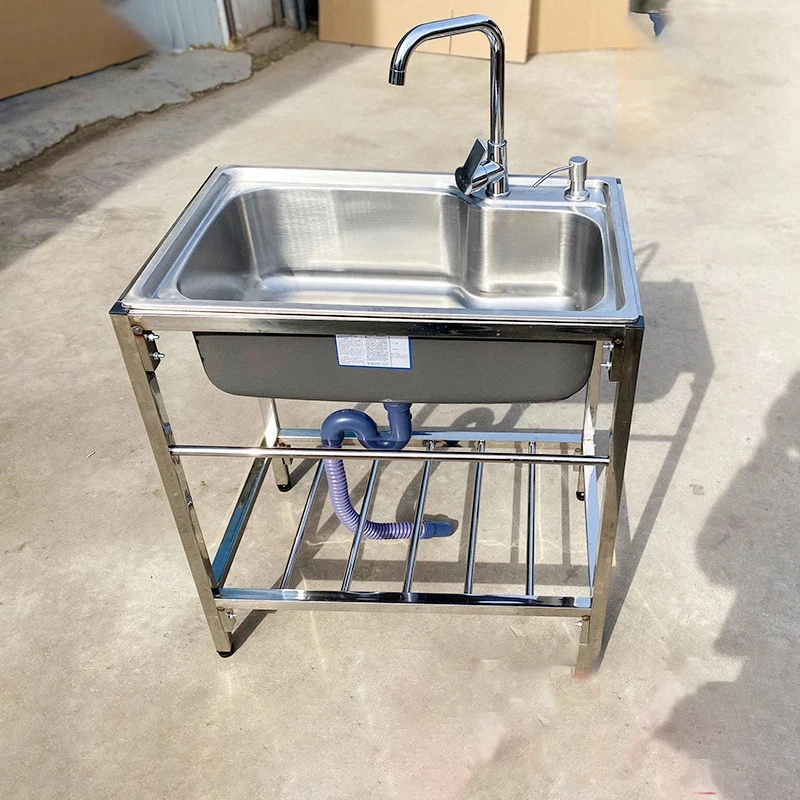 Kitchen sink Handmade stainless steel single bowl sink above counter or wall mounted vegetable Wash basin set