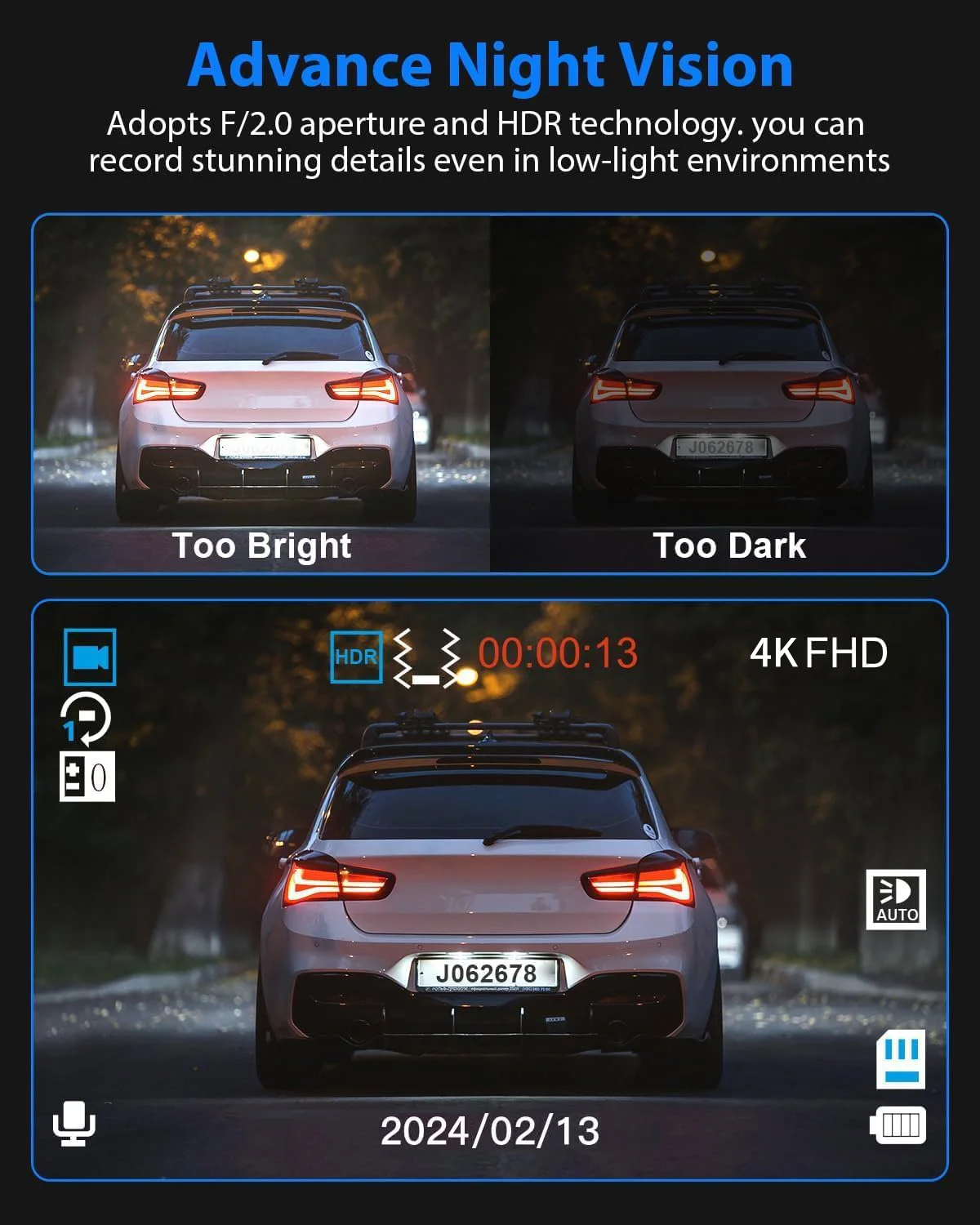 night vision 360 degree lens wifi recorder dual dvr dashboard front and rear dashcam 4k camera dash cam car black box for car