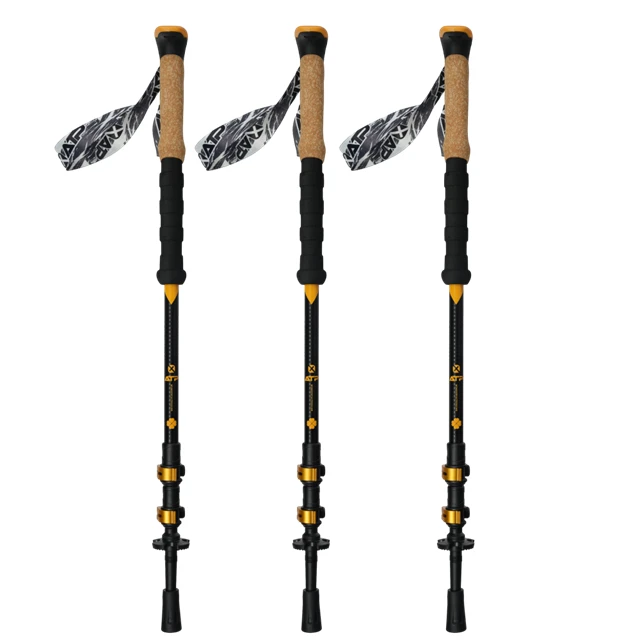 XTP Wooden cork handle XATP EVA 3 section adjustable hiking walking stick telescopic hiking poles