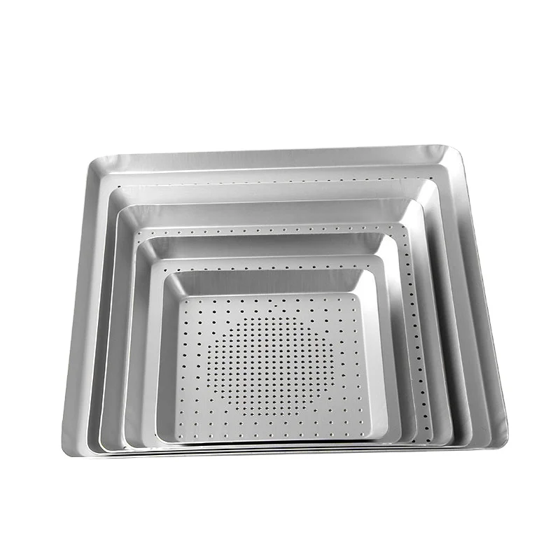 square pizza pan with holes  8'10'12'13'15'inch aluminum non stick pizza pan lid  perforated baking sheet for oven