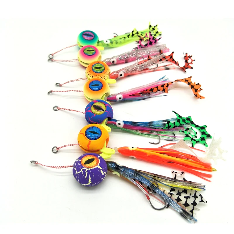Wholesale factory price new design japan style  squid lure metal  tai rubber snapper jig head  fish hook set