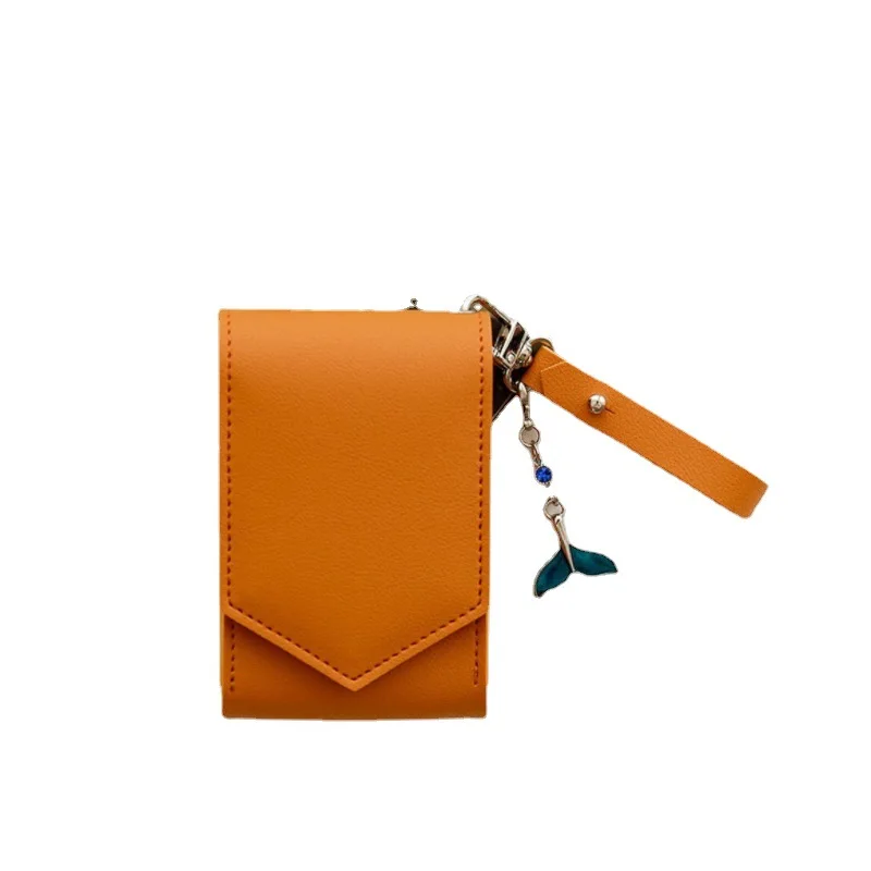 New Fashion PU Leather Lipstick Carry Case Lipstick Cosmetic Pouch Case Lip Balm Holder Mirror with Key Chain