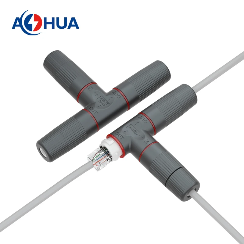 RJ45 Waterproof Connector Electrical T Connector Waterproof Cable Connector 3 Way Quick Lock Fast Connect