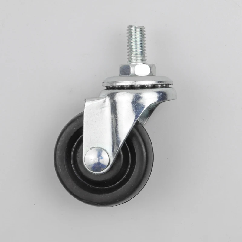 Silent castor M8x15 Caster Wheel Rubber Black Caster 1.5 Inch Rubber Caster