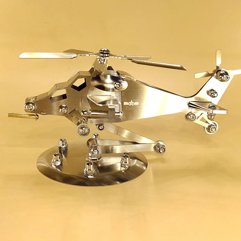 Office Tabletop Decor Metal Airplane Puzzle Home Decor Stainless Steel Crafts Helicopter Model For Sale