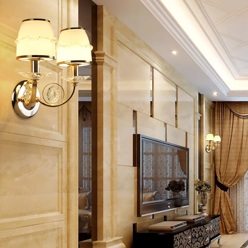  New Arrival Home Hotel Decorative Indoor Luxury Double Heads LED Crystal Wall