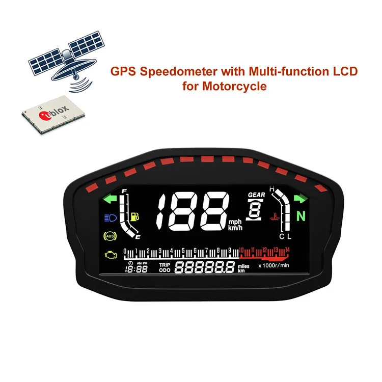 165mm LCD GPS Speedometer with RPM No Need Mechanic Sensor ATV Gauges Digital Display Motorcycle Meter