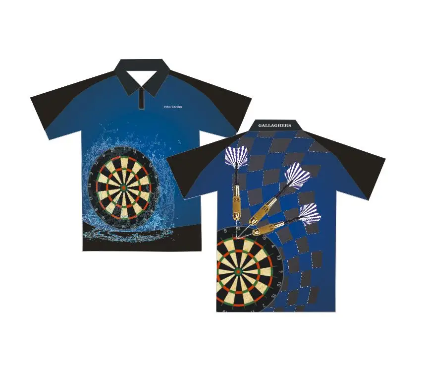 Custom Sublimation Darts Shirt Manufacturer Dart Button Jersey Printing Soft Zipper Dart Shirt