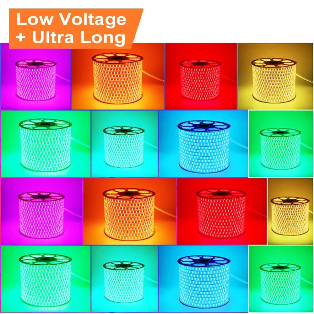  Ultra Long Low Voltage 24V 48V RGB Flexible 5050 2835 LED Strip 20m 30m 40m 50m 60m Light