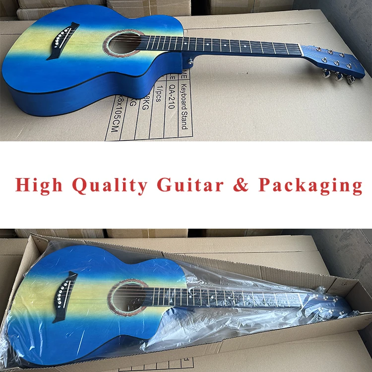 chinese factory guitar acoustic 38inch basswood colorful acoustic guitars