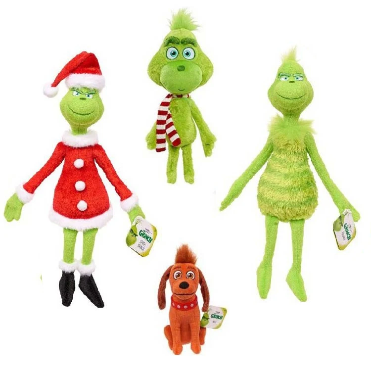 Custom Christmas Decoration Green Fur Grinch Plush Toys Baby Fairy Elf Dolls Wholesale Stuffed Animals Soft Toys For Kids Gifts