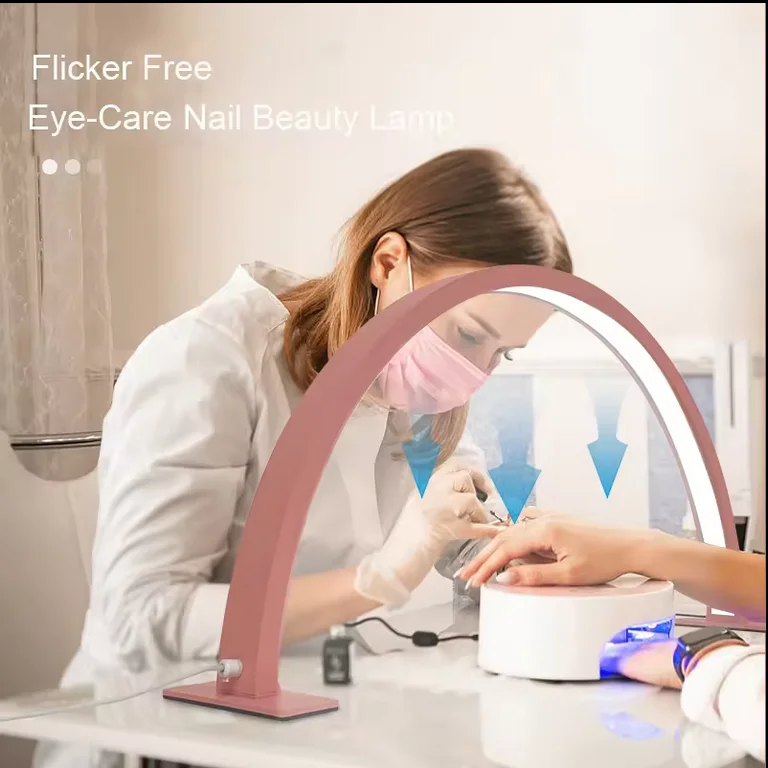 30-Inch Large Desktop Half Moon Light Non-Dazzling Bling Bling Nail Machine Workshop Hand Craft LED Ring Table Moon Light