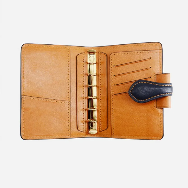 Customized Leather Notebooks  A5 A6 Gold Ring Binder Agenda Journal Diary Organizer Planner Hardcover Note Book