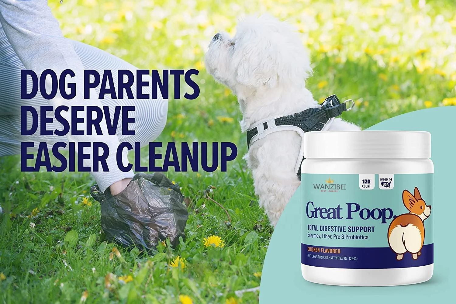 Chew No Poo Bites - Coprophagia Stool Eating Deterrent for Dogs Deter Stop Dog from Eating Feces Probiotic Digestive Enzymes