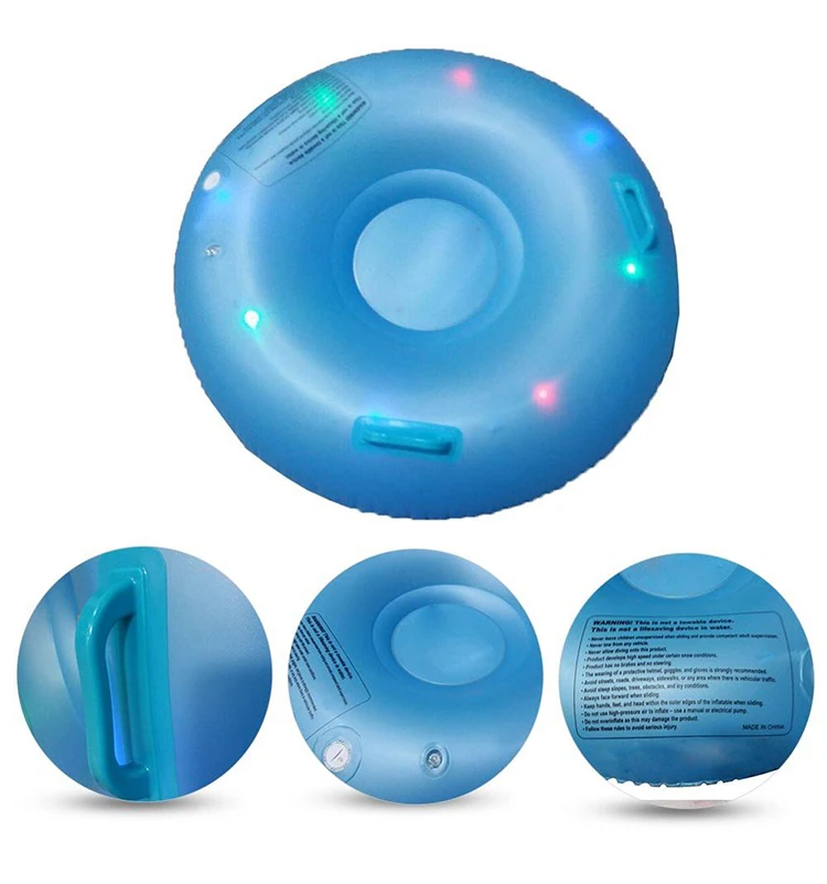 durable PVC inflatable snow tube and slider with LED for winter snow sports