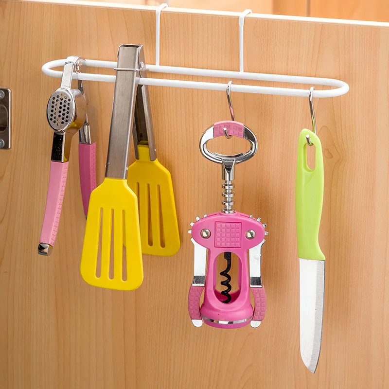 Simple no-punch towel rack Kitchen Cabinet Door Rear rag rack Creative Bathroom Hook hanging rack Hanging door shelving