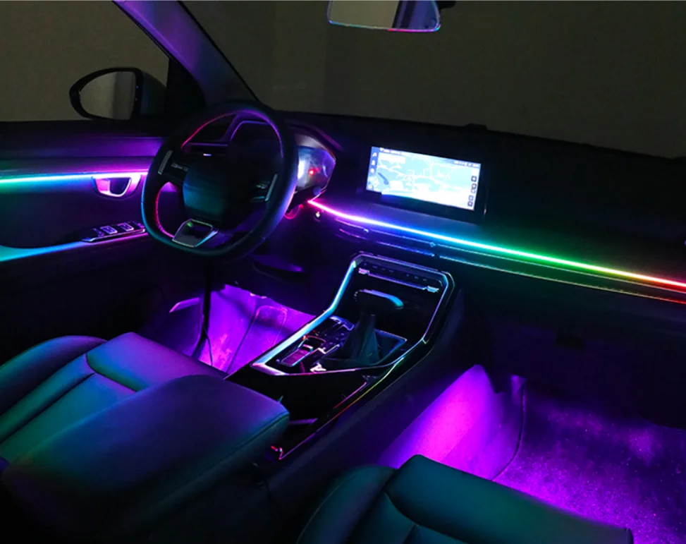 14 in 1 Symphony car Ambient lights RGB guide optic car decoration APP Voice Control light Interior Decorative Atmosphere Strip