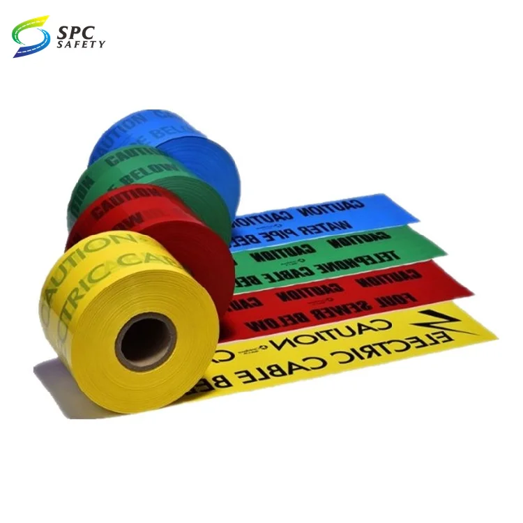 Durable Construction Blue Underground Utility Cable Wire Continuous Warning Marking Tape Buried Water Line Below Caution Tapes