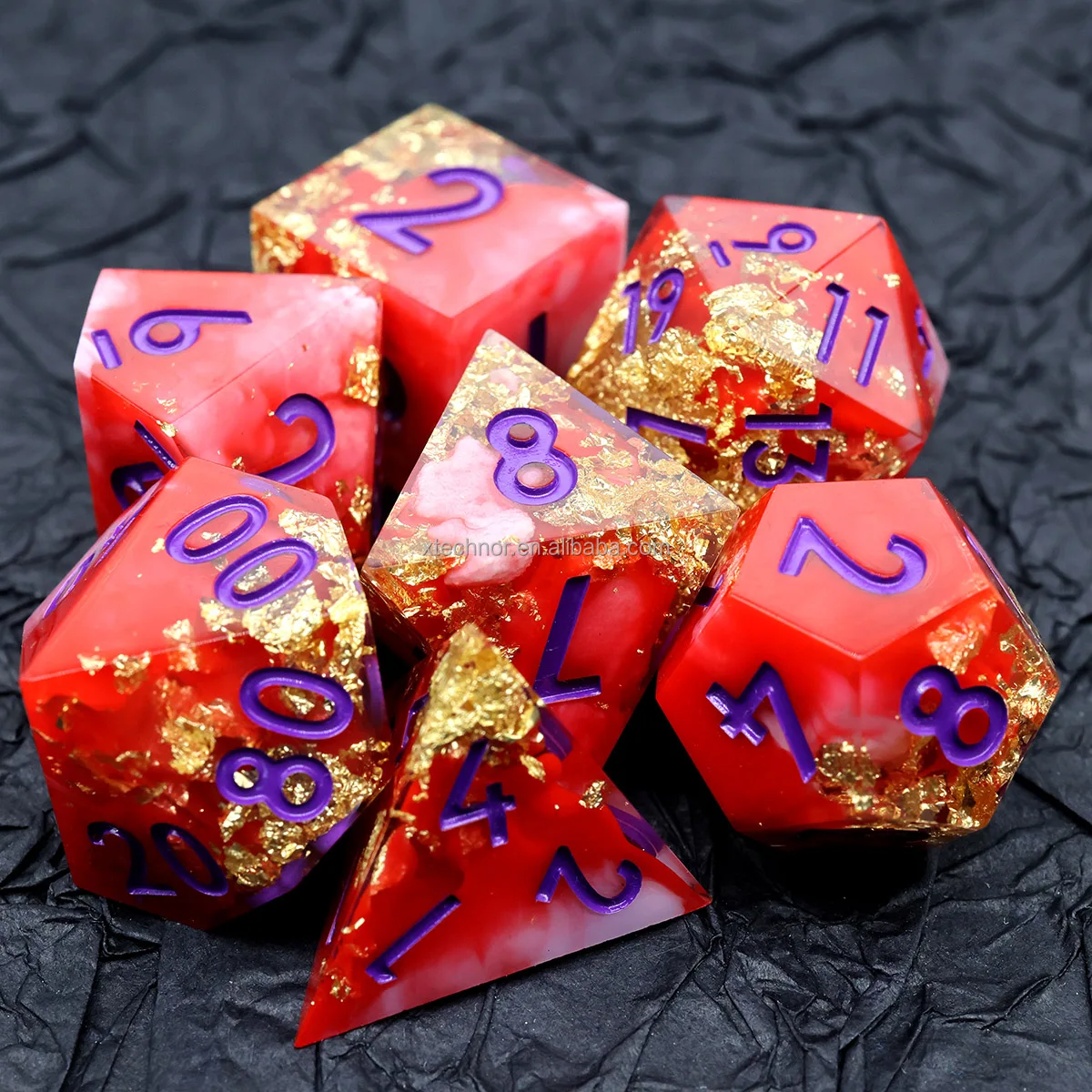 Набор кубов с острыми кромками 7 шт. полимерные Кубки DND настольные RPG D20 D12 D10 D % D8 D6 D4 настольная игра-Феникс перо