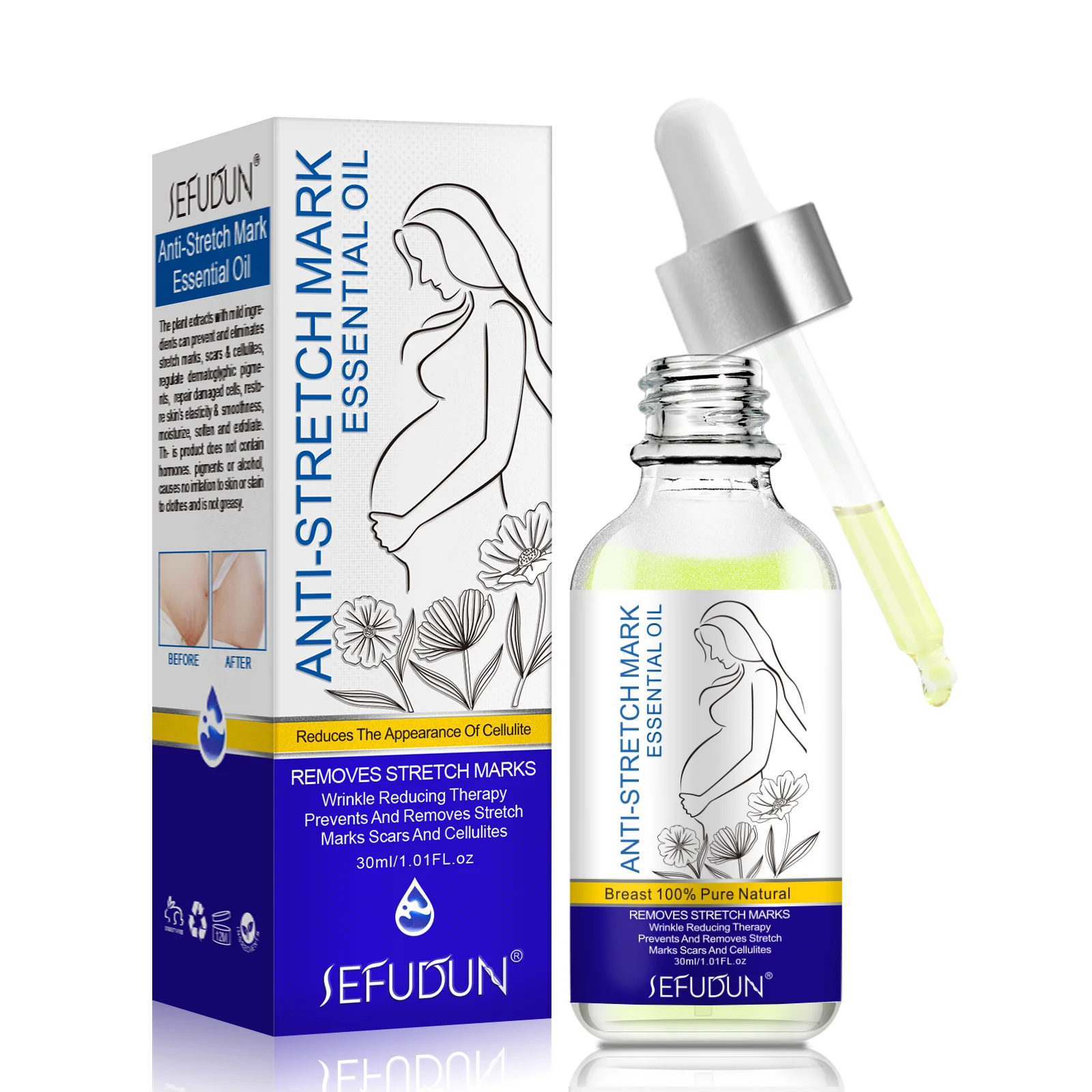 SEFUDUN body care 30 ml organic natural plant extract skin revitalizer anti-aging skin firming stretch marks essential oil