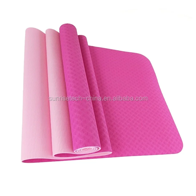 Double Layers Promotion Gym Tpe  Anti-Skid Folding Yoga Mat Bags Wholesale Suede Yoga Mat