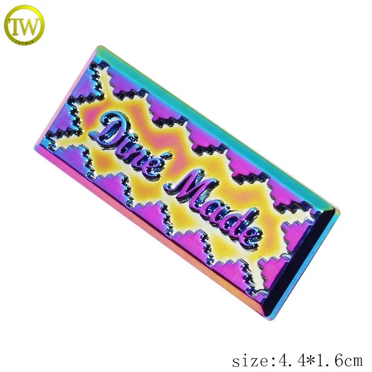 Rainbow Plated Bag Hardware Making Zinc Alloy Rectangle Letter Private Tags Emblem for Luggage