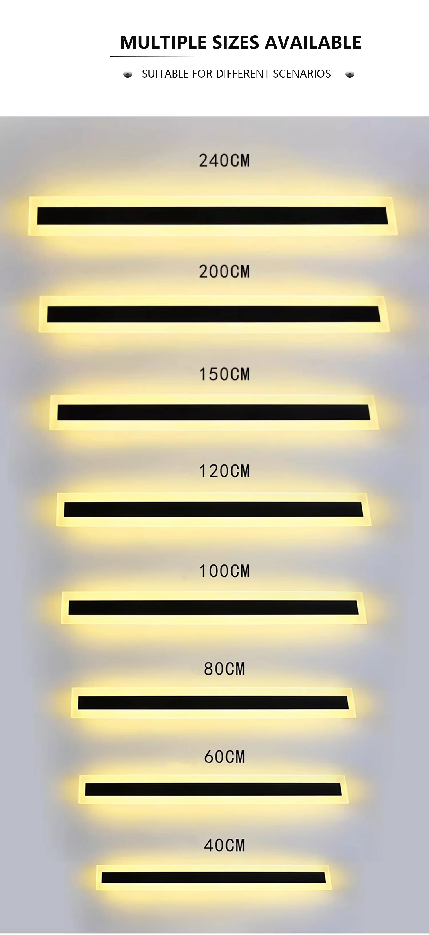 New minimalist long strip wall lamp for living room, bedroom, straight black LED background wall, corridor, atmosphere light