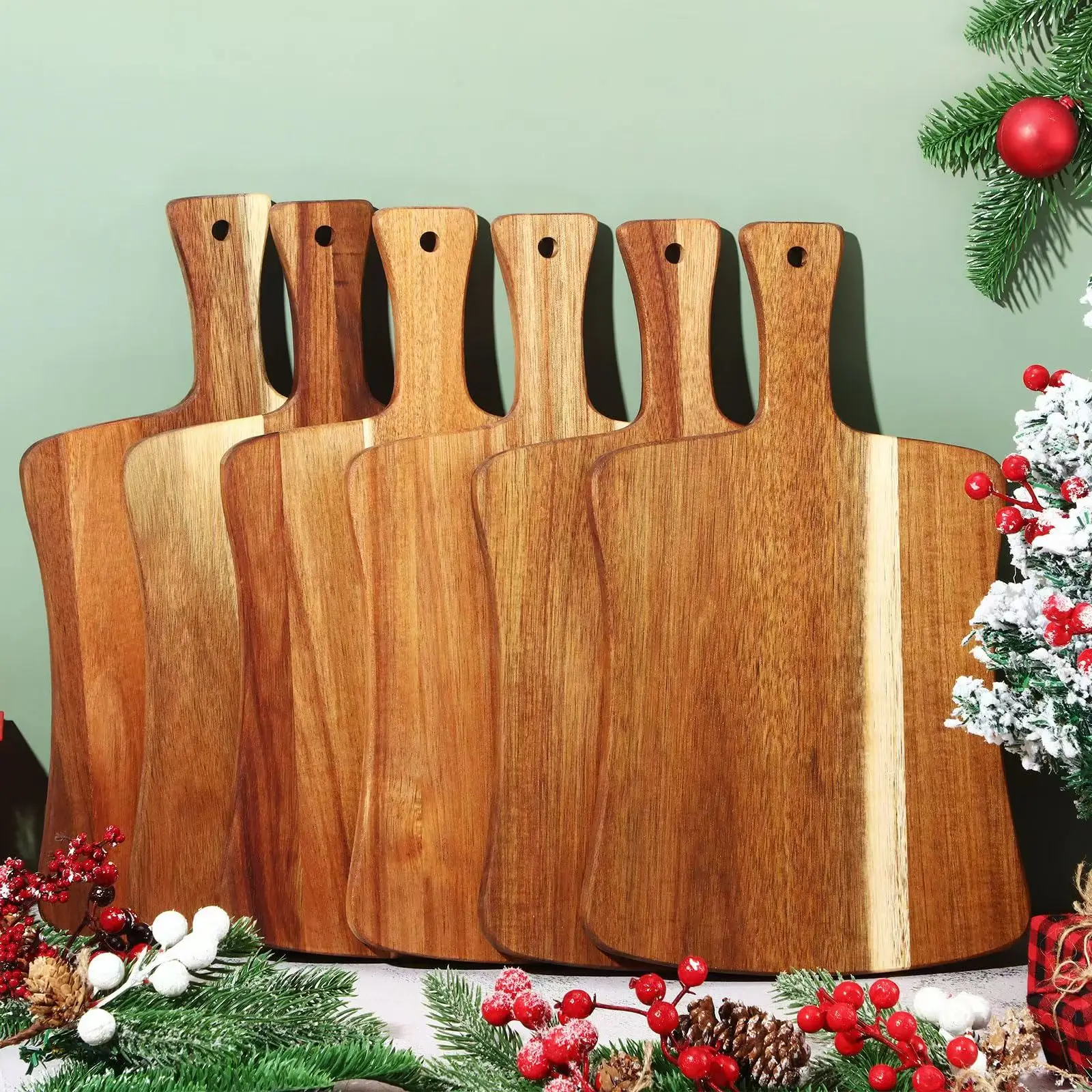 Modern Double-Sided Bamboo Cutting Board Hand-Carved Wooden Serving Board for Meat Cheese Bread Vegetables Fruits-for Parties