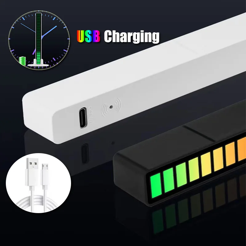 Звукосниматель ритм-свет 32 бит голосовое управление звуком RGB индикатор спектра звука автомобильная светодиодная полоса для создания атмосферы лампы