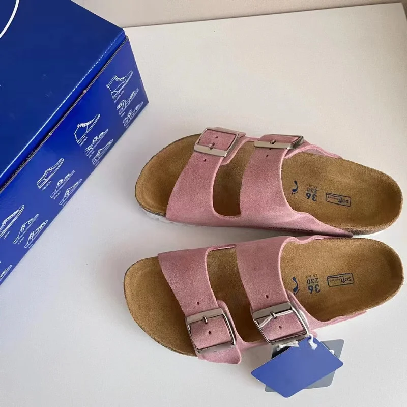 Dropshipping Birkenstocks Real Leather Fashion Fur Slippers For Men Leather Casual Slippers Unisex Flip-flops Slippers