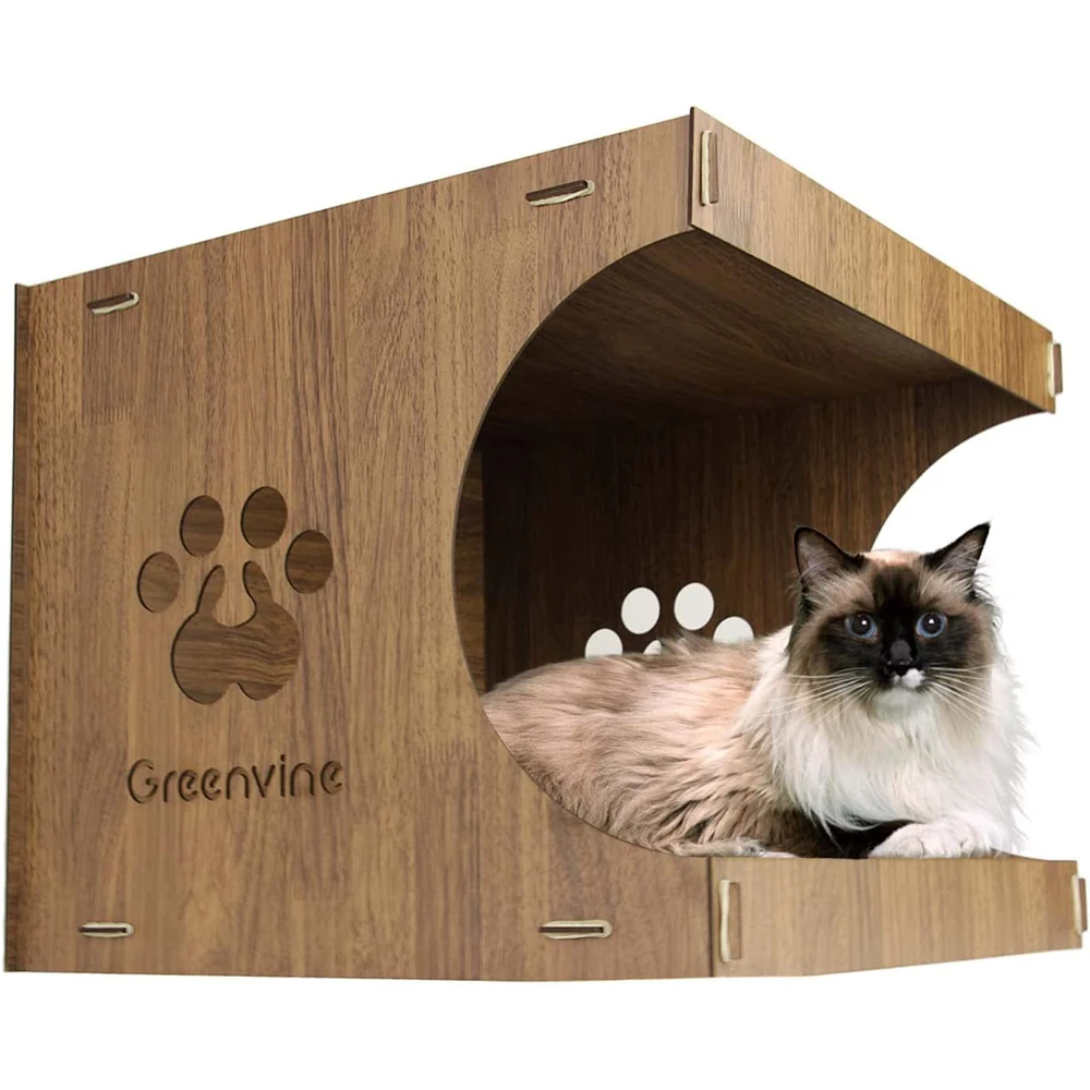 Cat Scratcher Cardboard House ,Indoor Wooden Scratching House Box for Kittens Cats with Cat Scratching Board