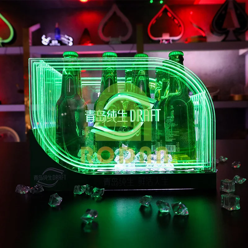 Guangzhou Lide led ice bucket acrylic 12 beer bottles Tsingtao beer ice bucket