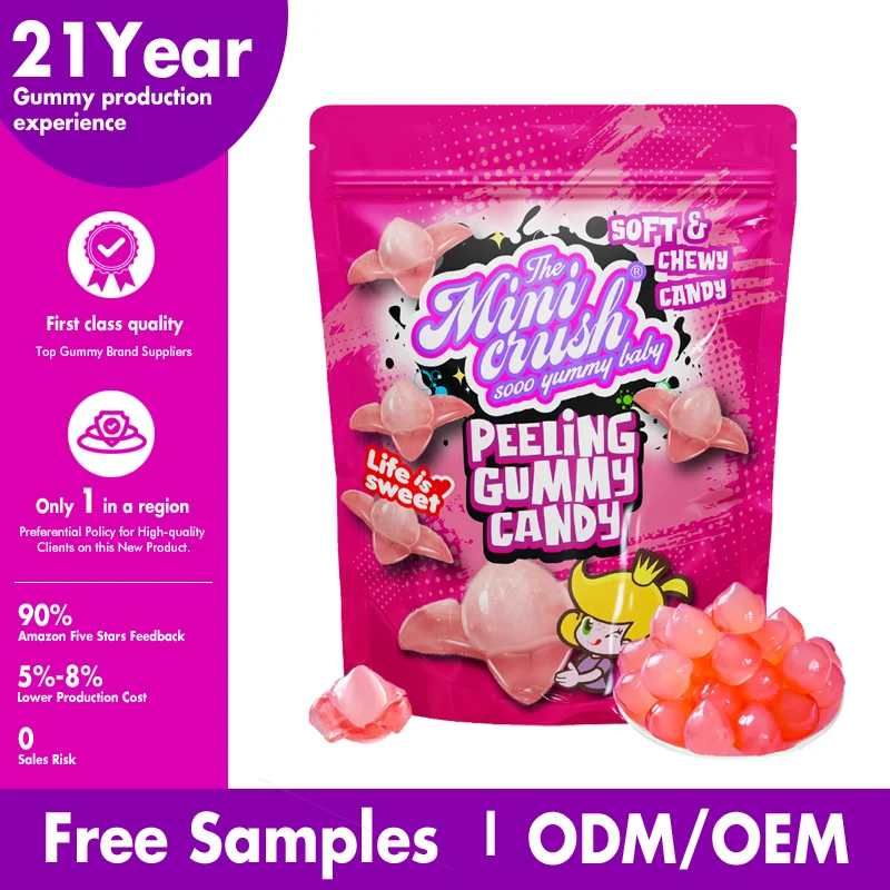 Wholesale Peach Fruit Flavour Sweet Jelly Gummy Peelable Candy