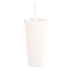 Wholesale Solid Candy Colors Double Layer Plastic Tumbler 24 OZ Coffee Mug 700 ML Tumblers Clear Plastic Cup with Lid and Straw