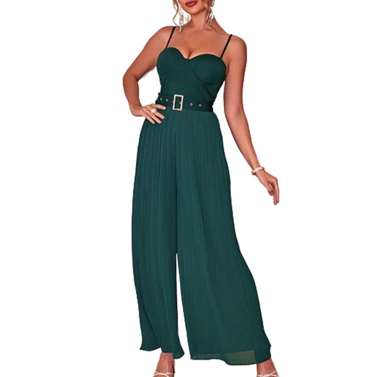 Summer Strap Sexy Belt Pleated jumpsuits elegant for women