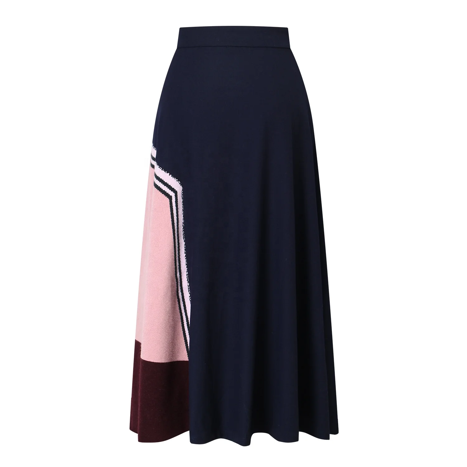 Custom Ladies Office Wear Clothes Wholesale Luxury Elegant Vintage Black Pink Patchwork Colorful Long Skirt Women 2024