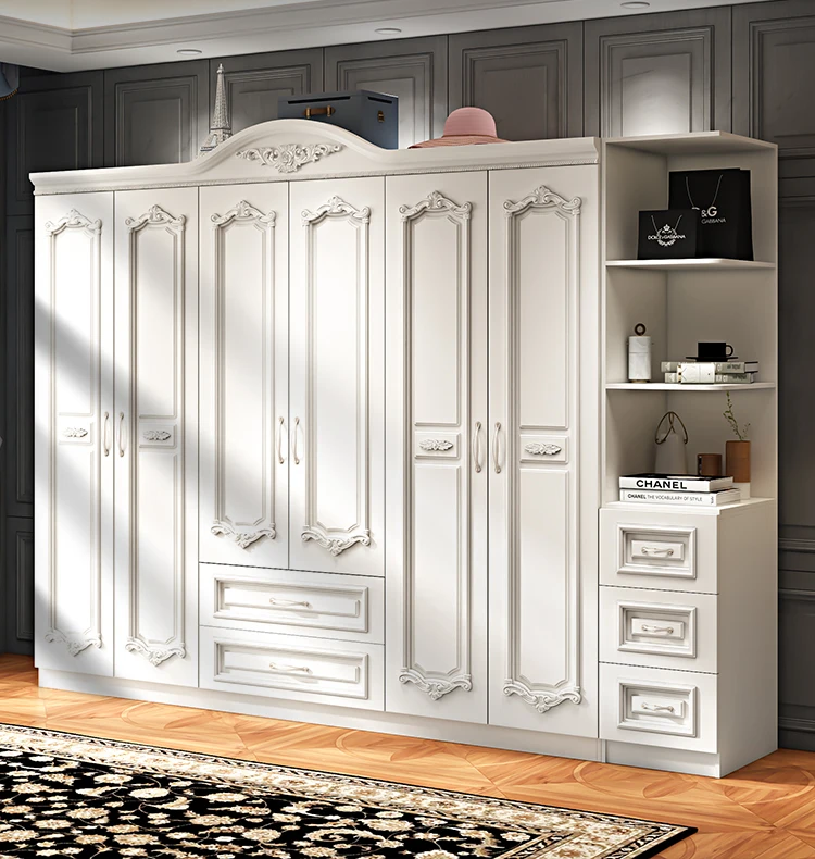Шкаф в европейском французском пасторальном стиле для спальни четырехдверный трехдверный двухсторонний шкаф большой