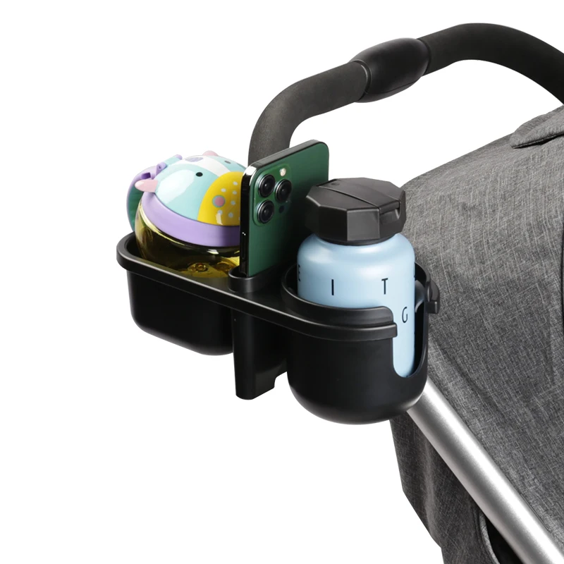 Stroller Cup and Snack Holder 3-in-1 Universal Stroller Food Storage Attachment with Cup Phone Holder