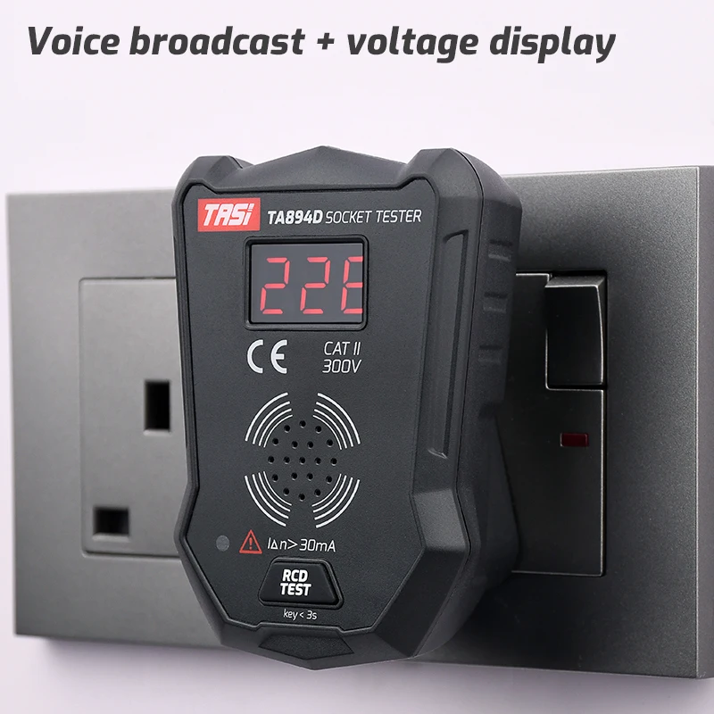 Тестер напряжения TASI TA894D 175-250 В голосовой тестер RCD GFCI британская вилка настенной